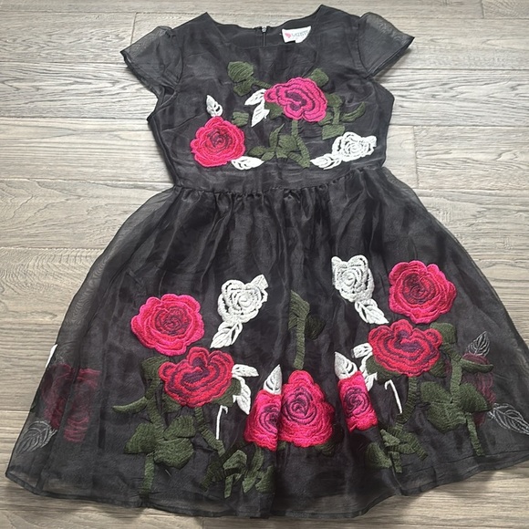 L’atiste | By Amy Floral Embroidered Dress - Black and Pink Size Small - Picture 2 of 14